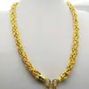 Joyería de Cobre Chapado en Oro Collar de Arena Dorada Vietnamita para Hombre, Patrón de Dragón Monocromático, Cuenta Redonda, Eslabón de Bambú, Collar de Imitación de Oro para Hombre