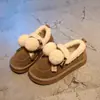Zapatos de Algodón Nieve Bola de Pelo Más Vendidos Mujer Invierno Más Terciopelo 2026 Nuevo Estilo Invierno sin Cordones Versátiles Mocasines Birkenstock