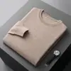 Suéter de Lã com Gola Redonda Masculino Pronto para Vestir Outono e Inverno, Suéter de Tricô Cor Sólida, Pulôver Solto, Adequado para Jovens Homens