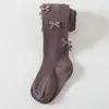 Calcetines para Niños Otoño Nuevos Rayados Múltiples Lazos Medias para Niñas Medianas y Grandes Niños Rayas Verticales Ropa Exterior Capa Base Pantalones