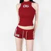 Camisola de Estilo Europeo y Americano Transfronteriza Traje de Mujer Verano Corto Caliente Diamante Letra Sin Mangas Camiseta Top Deportivo Sexy