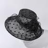 Punto caliente transfronterizo organza lunares ala grande sombrero niños Europeo y Americano borde ondulado sombrero de playa exterior sombrero para el sol verano