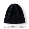 Gorro quente de tricô com tranças, novo estilo outono/inverno, 100% caxemira pura, gorro feminino, cor sólida, gorro que cobre as orelhas