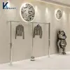 Estantes de Exhibición para Tiendas de Ropa de Mujer, Colgadores de Pared, Percheros de Acero Inoxidable Brillante, Estantes Centrales (Islas), Estanterías de Piso para Ropa de Hombre