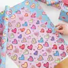 Papel de Presente Colorido com Tema de Amor, Papel de Presente Criativo e Fofo para o Dia dos Namorados e Presentes de Aniversário, Papel de Presente DIY