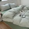 Juego de cuatro piezas de algodón 100% teñido en hilo de algodón lavado Clase A con patrón de jacquard a rayas, conjunto de pijama de estilo japonés de algodón puro para dormitorios de estudiantes