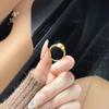 Tienda de oro Puzuo con anillo de piña de oro de arena y diamante para mujer, exquisito, retro, nuevo estilo chino, otoño e invierno, anillo ajustable