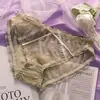Calcinhas Femininas de Renda Fina de Cintura Baixa Confortáveis Respiráveis Sexy Doce Laço Estilo Menina Forro de Algodão Tanga Briefs Femininas