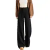 Pantalones de pierna ancha de otoño color café, nueva llegada, holgados, adelgazantes, con caída, para mujer, cintura alta, diseño de cordón, cachemira, casual, de pierna recta
