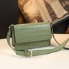 Bolso de Piel Genuina para Mujer, Nuevo Bolso Cuadrado Pequeño de Piel de Vaca con Patrón de Cocodrilo, Bolso Baguette Versátil de Hombro Cruzado para el Brazo, Verde Guisante