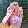 Chaveiro de Areia Líquida Infundida com Óleo Acrílico Transfronteiriço Criativo Chaveiro de Flor de Floco de Neve Pingente para Mochila Venda por Atacado