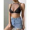 AYJ2026 Chaleco Negro de Malla con Pedrería sin Mangas Ajuste Holgado para Mujer Estilo Europeo y Americano con Espalda Abierta Y20569