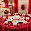 Jingdezhen Cerâmica de Mesa com Cor Sob Esmalte de Alta Temperatura Conjunto de Pratos Ano Novo 2026 Conjunto de Cerâmica de Mesa com Cor Sob Esmalte