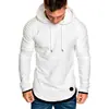 Nueva camiseta de manga larga con capucha para hombre, cuello redondo, corte ajustado, color liso, costuras, rayas, plisada, manga raglán, ropa para hombre
