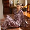 Pijama Ruso Oversize de Jungla Manga Larga Gama Alta Otoño e Invierno Seda de Hielo Cómodo Conjunto de Ropa de Casa