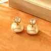 Pendientes Brillantes de Zirconia y Perla, Usables por Ambos Lados, con Diseño Creativo, Pendientes de Moda de Alta Gama, Accesorios Versátiles Estilo Commuter