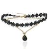 Cadena para clavícula de cuero negro de doble capa transfronteriza collar coreano cadena para el cuello de varios niveles collar pequeño fresco