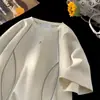 2025 Nueva Camiseta de Suede de Manga Corta con Diseño de Nicho Americano para Hombres y Mujeres en Verano, Camisetas Versátiles Sueltas para Parejas