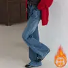 Jeans com Forro de Lã para Meninas de Inverno (Tamanho Médio/Grande) Nova Roupa Infantil Jeans Flare Micro Flare Infantil Estiloso