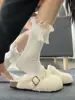 Zapatos Peludos Birkenstock Más Vendidos para Mujer Zapatillas Cerradas para Exteriores de Media Caña para Mujer 2026 Invierno Nuevo Estilo Hebilla Zapatos de Algodón Peludo