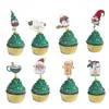 Decoración para tartas navideñas acrílicas con estampado a color, estilo transfronterizo, para cupcakes.