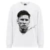 Cristiano Ronaldo Estrela do Futebol Outono/Inverno Novo Manga Longa Estilo Americano Lavado Vintage Peso Pesado Unissex Gola Pequena Solto Ombro Caído Transfronteiriço