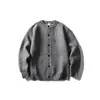 Moda de Rua Cardigan de Tricô Cor Sólida Gola Redonda para Homens e Mulheres Outono Estilo Coreano Tricô Casual de Botão Único Tricô Multicolor