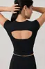 Camiseta deportiva para correr, de verano, transpirable, para mujer, para fitness, yoga, running, secado rápido, elástica, de manga corta con copa