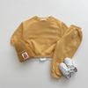 Suéter Cardigan com Capuz e Zíper Bordado Suéter Roupa de Duas Peças de Algodão Puro Estilo Coreano para Meninos e Meninas Bebês Primavera e Outono