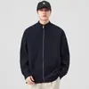 Jaqueta Cardigan de Cor Sólida Estilo Japonês com Gola Alta Suéter Masculino Outono/Inverno 2025 Novo Versátil Malha Solta Casal