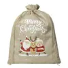 Bolsas de Arpillera Navideñas, Bolsas de Regalo para Fiestas Infantiles, Bolsas de Dulces de Lino con Cordón, Bolsas de Empaque de Regalo de Muñeco de Nieve Navideño