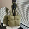 Bolsa Quadrada Acolchoada de Algodão Bolsa de Mão Feminina de Ombro para o Trabalho Grande Capacidade Material Escolar Pequena Bolsa Tote para Carregar Tudo Bolsa de Mão Xadrez