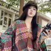 Nuevos Productos 2024 con Puños de Manga Chal para Aire Acondicionado Primavera, Otoño e Invierno Turístico Europeo y Americano Chal con Flecos Étnicos Dividido
