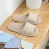 Pantuflas de Lino para Mujer de Verano para Interiores del Hogar para Parejas con Suela Gruesa Suela Suave Hogareñas para las Cuatro Estaciones Zapatos de Casa de Algodón y Lino para Suelo de Madera