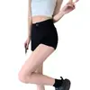 Shorts Feminino Verão 2025 Novo Cintura Alta Elástico Justo ao Corpo Que Marca o Quadril Leggings Hot Pants Americanos Pretos
