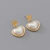 Pendientes de Acero de Titanio con Perlas y Diseño de Corazón de Gama Alta, Pendientes de Estilo Simple y Fresco, Nuevo Estilo Más Vendido, Cara Pequeña