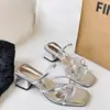 Novedad 2025 de Hermosas Sandalias de Tacón Bajo Estilo Francés para Mujer, Adecuadas para Usar en Verano con Faldas, Sandalias de Tacón Grueso Suave Estilo Hada