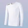 Temporada de primavera y otoño, camiseta lisa popular de manga larga, corte holgado, cuello redondo, unisex, top simple y versátil