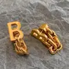 Estilo Metal Europeu e Americano Textura B- palavra Brincos de Corrente Banhados a Ouro Temperamento Joker Brincos de Alta Qualidade Joias Atacado