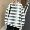 Camiseta de manga larga a rayas con estampado digital, moderna y versátil, un nuevo estilo casual para hombres y mujeres, perfecta para otoño e invierno