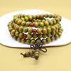 Pulsera de Cuentas de Buda 108 Venta al por Mayor Suministro Puesto Callejero Joyería Imitación Sándalo Rojo Hoja Pequeña Pulsera de Tres Círculos Regalo Transmisión en Vivo E-Commerce
