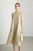 Vestido de Seda de Morera para Mujer 2026 Primavera y Verano Nuevo Estilo Sin Mangas Holgado Moda Color Sólido Jacquard Seda Vestido