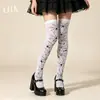 Medias Altas Manchadas de Sangre Halloween Temu Calcetines de Terciopelo Altos JK Calcetines Altos para Mujer Accesorios de Disfraz de Hueso Calabaza
