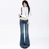 Moda Feminina de Verão 2026 Jeans Americano Flare de Cintura Ultra Baixa Inspirado na Bíblia em Algodão para o Período de Recuperação Econômica