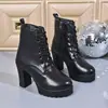 Botas Martin Estilo Británico Mujer Otoño Invierno Nuevas Punta Redonda Tacón Grueso Tacón Medio Botines Negros Botas Chelsea Venta al por Mayor