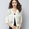 Cárdigan corto con cuello en V y tejido calado para mujer, chaqueta tipo suéter con aire acondicionado, chal pequeño, disponible en Amazon.