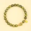Pulsera de Sándalo Verde Natural, Pulsera de Jade Hetian Fulu, Colgante de Fortuna en Forma de Calabaza para Hombres y Mujeres