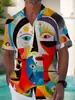 Camisa Hawaiana de Line Art Casual Estampada en 3D para Hombre, Línea de Lino Ligero Maduro, Fabricante Transfronterizo