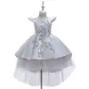 Vestido de Comércio Exterior Vestido de princesa de manga curta bordado Vestido de cauda Piano Vestido de desempenho Vestido de flor de casamento