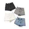 Nz145-22 Saia Calça Jeans Curta de Cintura Alta Ajustada ao Corpo Estilo Coreano com Um Botão Limpa